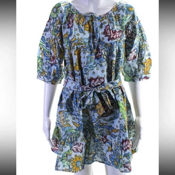 Suzi Kondi $325 NWT Coastal Batik Vari Ruffle Dress Paradeisos Batik Size XS - Picture 3 of 13
